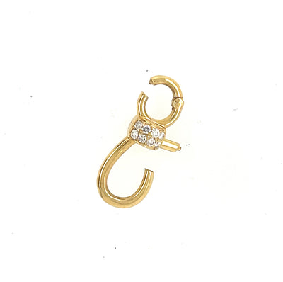 14k yellow gold and diamond clicker hinge charm enhancement for necklace