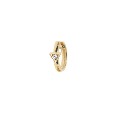 14k gold huggie Diamond triangular earring Art-Deco mini hoop single Anzie
