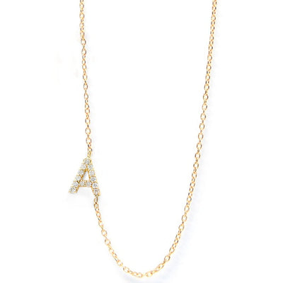 Diamond gold chain necklace personalized initial A wedding Mother’s Day Anzie