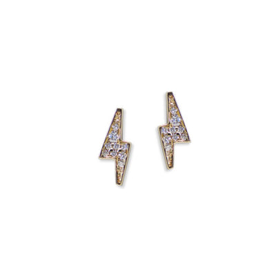 14k yellow gold diamond stud earrings lightning bolt Anzie
