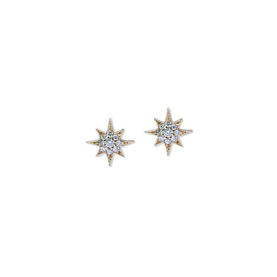 14k yellow gold diamond star stud earrings Anzie