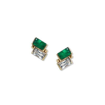 gold posts emerald diamond gemstones earrings Dew Drop accents colorful Anzie