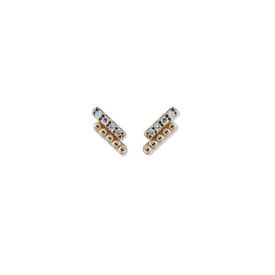 Pave diamond gold bar earring Dew Drop single or pair Anzie