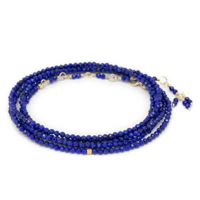 lapis 18k yellow gold wrap necklace bracelet stones beads