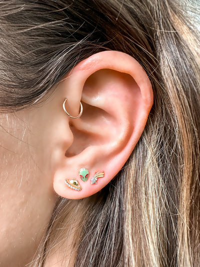 Alison Lou enamel diamond earrings alien spaceship shooting star