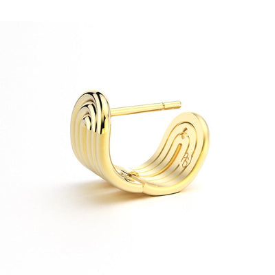 14k Yellow gold radiant loop hoop huggie earrings Alexa Sidaris
