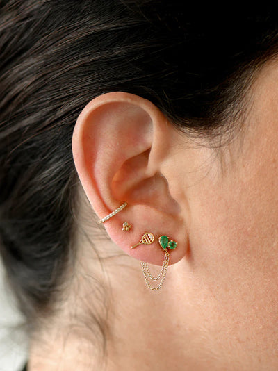 14k yellow gold double chain ear stack earring Anzie Mel Soldera gemstones