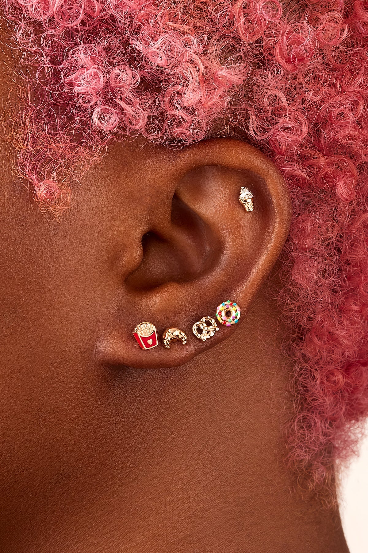 Alison Lou 14k yellow gold red enamel french fry stud earring