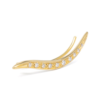 Anne Sportun 18k yellow gold ten diamond pave comet climber - single stud earring