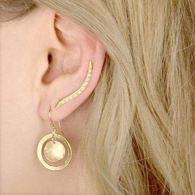 Anne Sportun 18k yellow gold ten diamond pave comet climber - single stud earring
