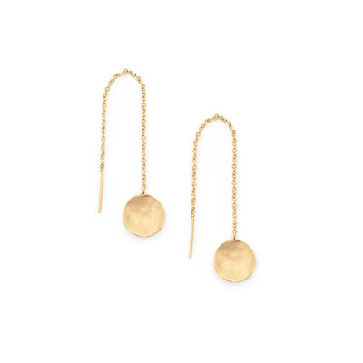 Anne Sportun 18k yellow gold hammered disc drop threader earrings