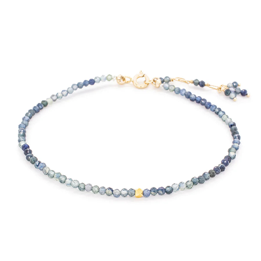 Anne Sportun 14k yellow gold wrapped gradient blue sapphire beaded bracelet