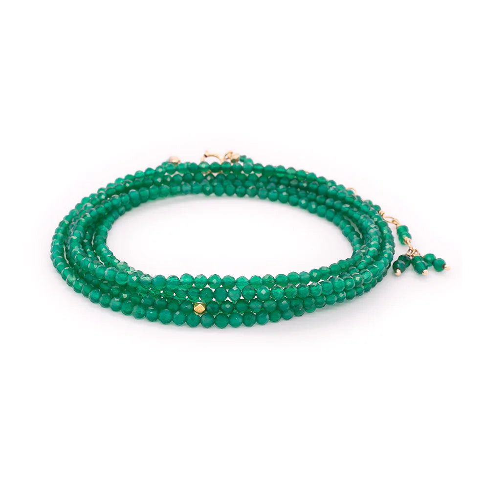 anne sportun green onyx faceted gemstone beaded wrap necklace bracelet 18k yellow gold adjustable versatile