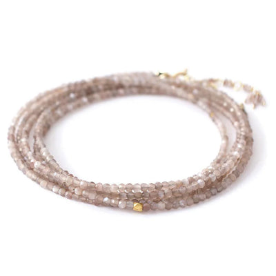 Anne Sportun mink moonstone pink faceted beaded wrap bracelet or necklace. Comes in your choice of many gemstone options