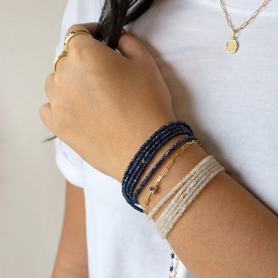 Anne Sportun 14k yellow gold faceted moonstone wrap beaded necklace bracelet