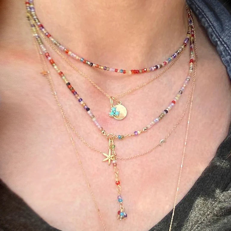 Anne Sportun unique multi-colored gemstone faceted beaded wrap bracelet or necklace. Comes in your choice of many gemstone options