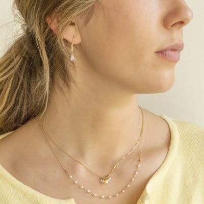 Anne Sportun 18k yellow gold wrapped paperclip moonstone drop briolette earrings