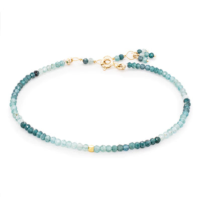 Anne Sportun 14k and 18k yellow gold faceted beaded Teal Grandidierite adjustable wrap bracelet