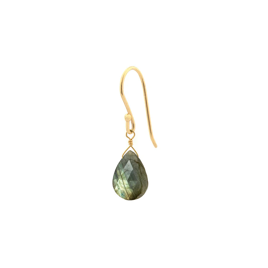 Anne Sportun 18k yellow gold faceted teardrop briolette labradorite earrings