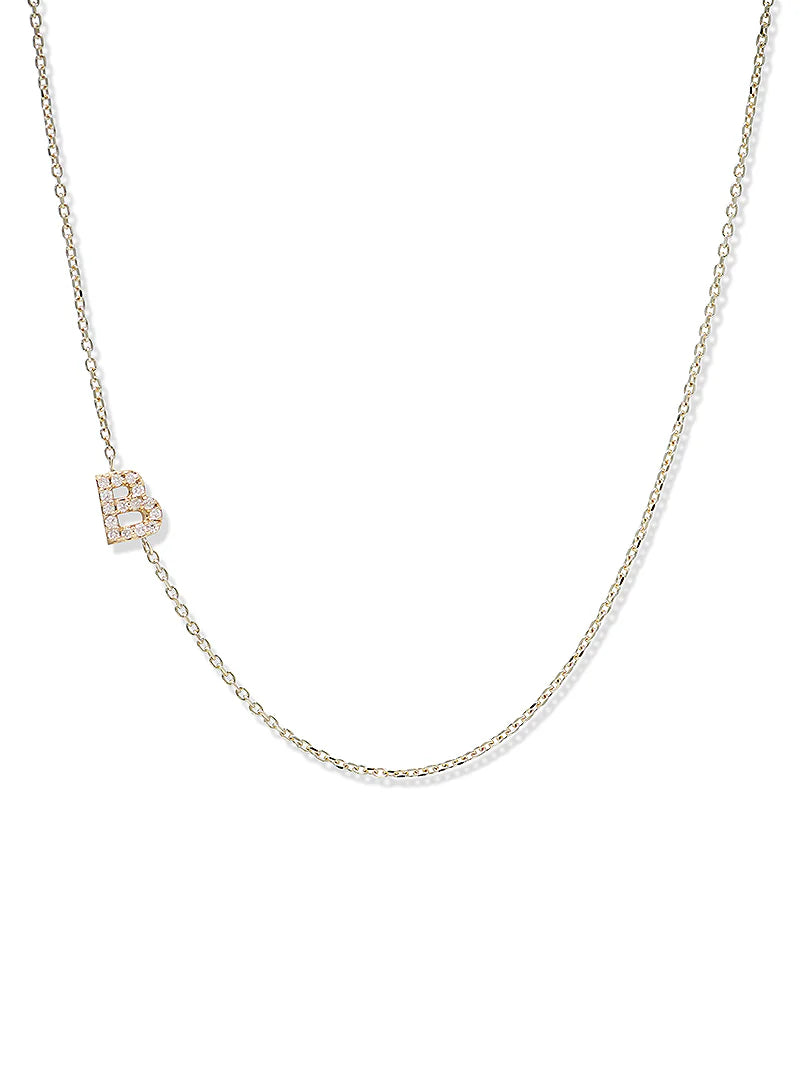 Anzie gold chain necklace with a diamond personalized initial B