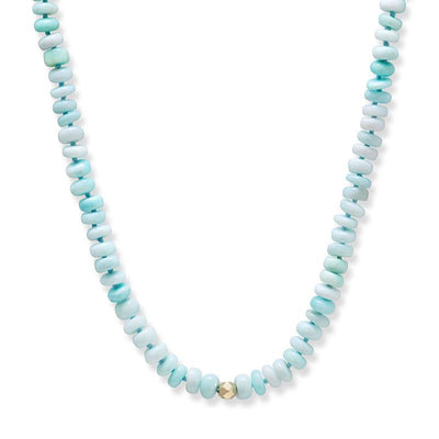 Anzie bohème smooth peruvian opal rondelle beaded 14k gold necklace