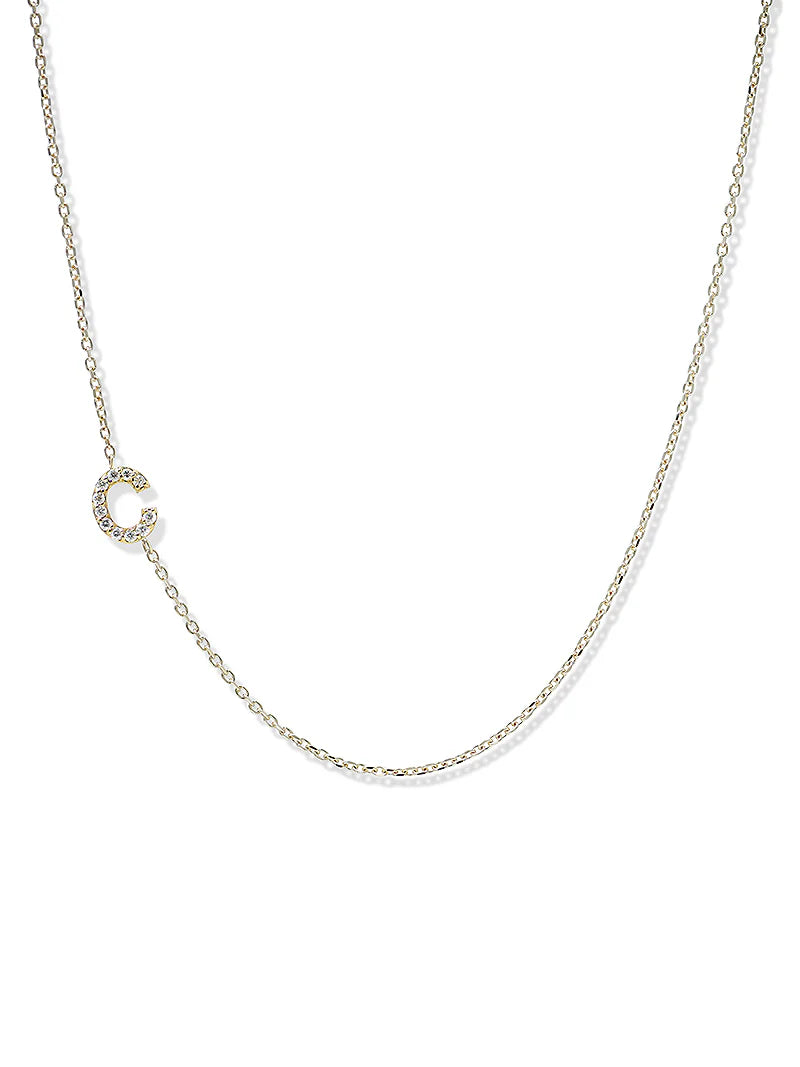 Anzie gold chain necklace with a diamond personalized initial C