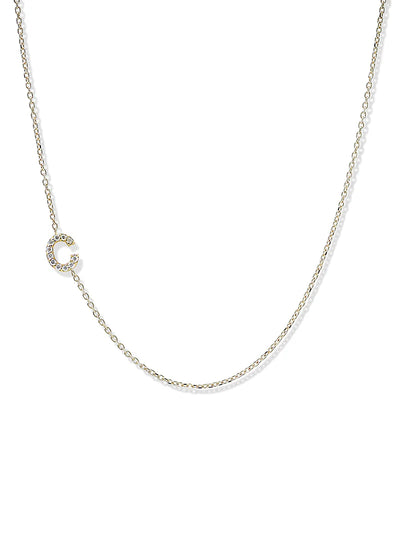Anzie gold chain necklace with a diamond personalized initial C