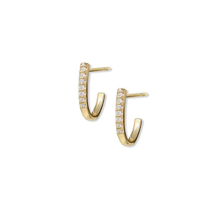 Anzie 14k yellow gold pave white diamond half hoop