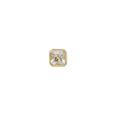 Anzie 14k yellow gold sqaure bezel set with white topaz stud earrings