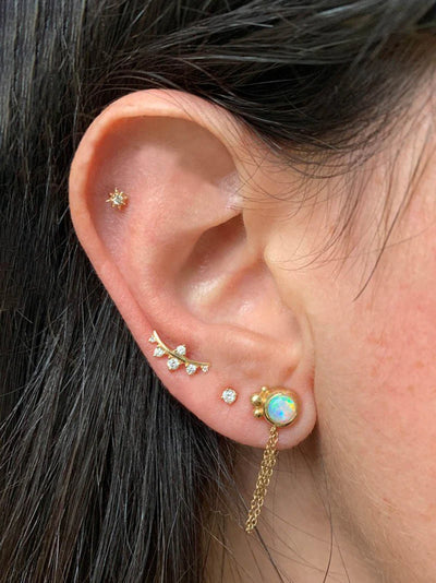Anzie 14k yellow gold and diamond ear crawler climber stud earring