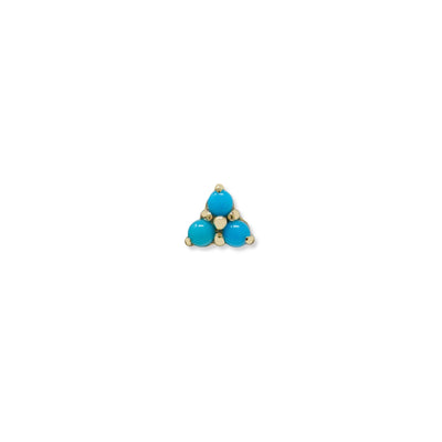 Anzie 14k yellow gold and turquoise triangle trio cluster stud earring