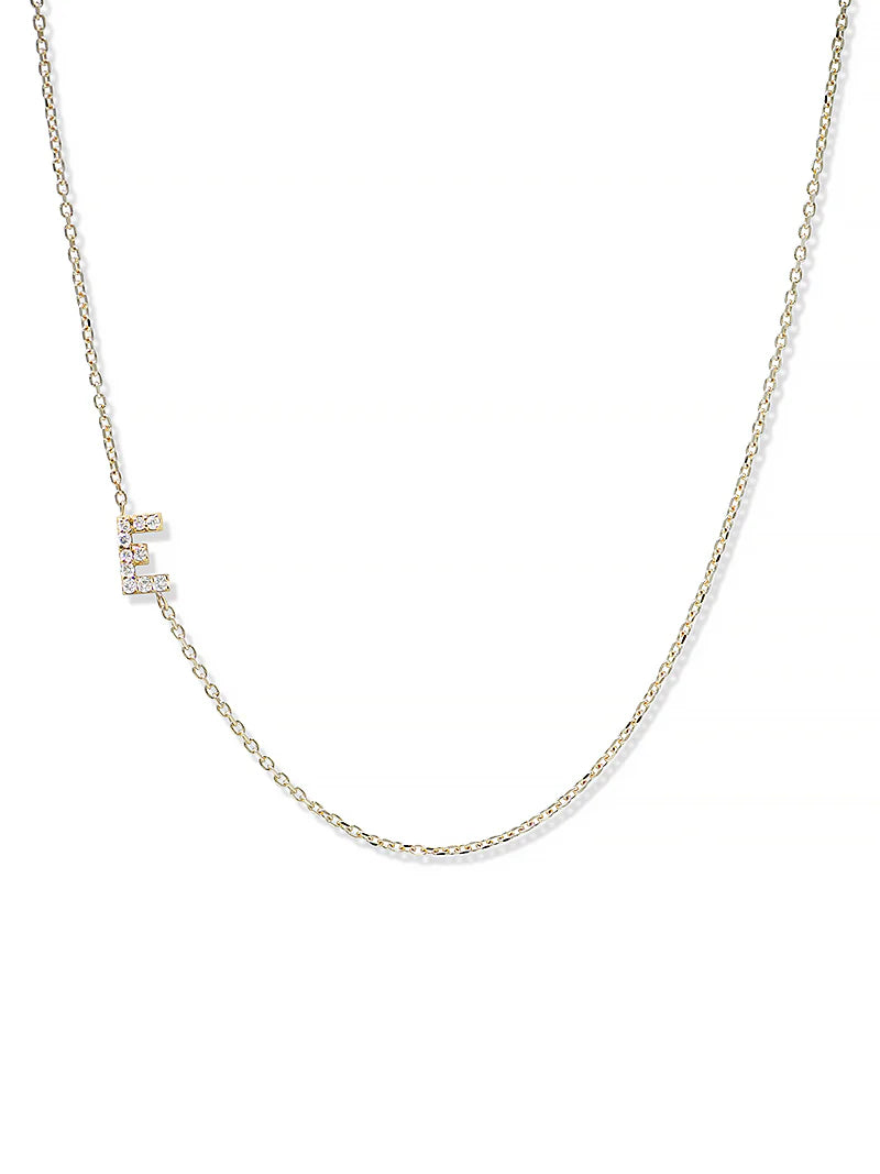 Anzie gold chain necklace with a diamond personalized initial E