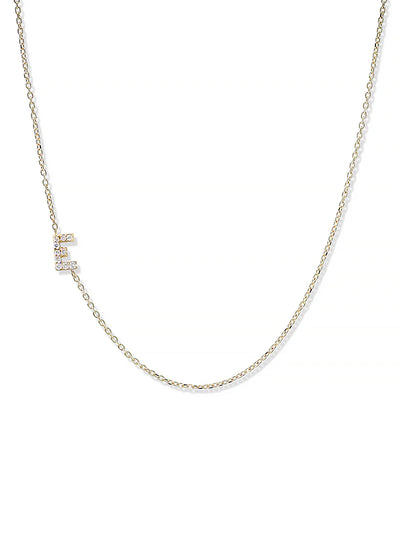 Anzie gold chain necklace with a diamond personalized initial E
