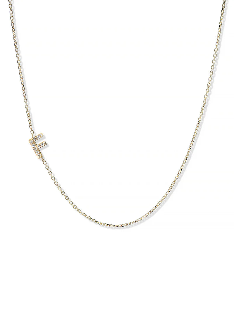 Anzie gold chain necklace with a diamond personalized initial F