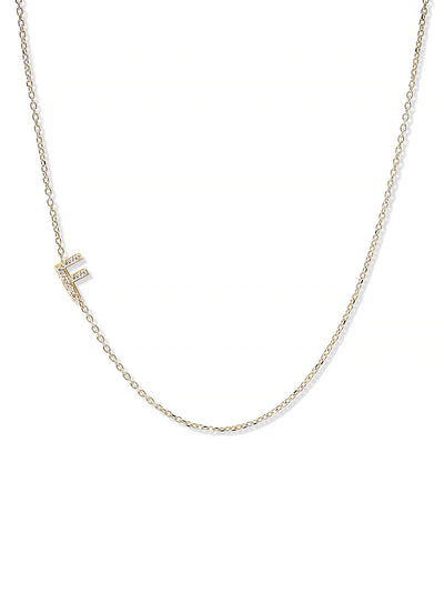 Anzie gold chain necklace with a diamond personalized initial F
