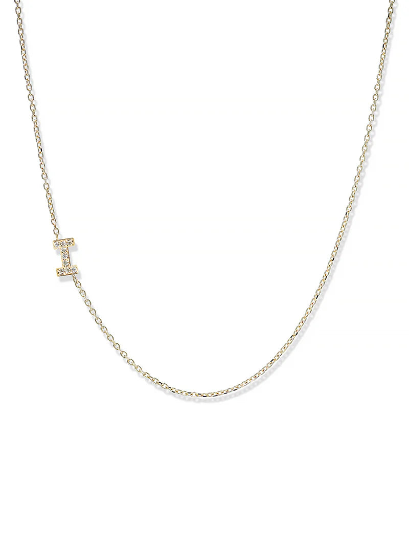 Anzie gold chain necklace with a diamond personalized initial I
