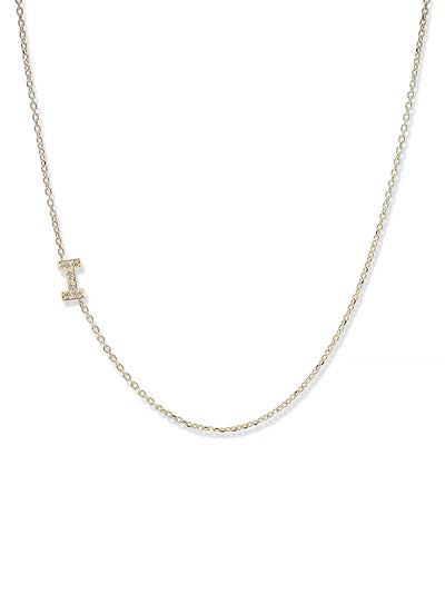 Anzie gold chain necklace with a diamond personalized initial I