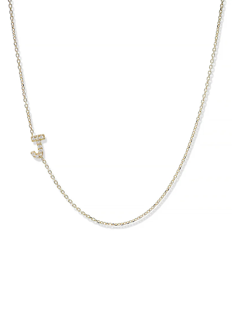 Anzie gold chain necklace with a diamond personalized initial J