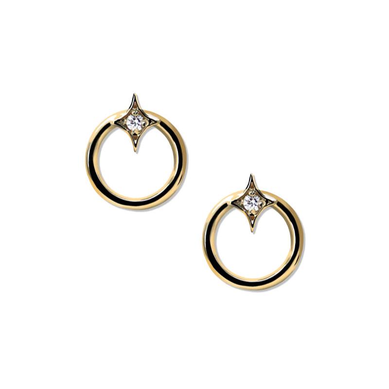 Anzie 14k yellow gold Jac+Jo gothic open circle studs with diamonds