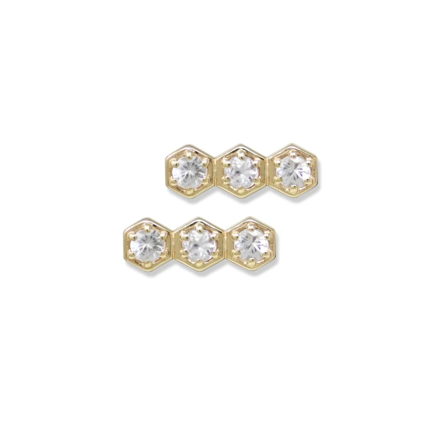 Anzie 14k yellow gold white topaz stud earring climber