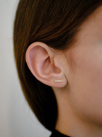 Anzie 14k yellow gold white topaz stud earring climber