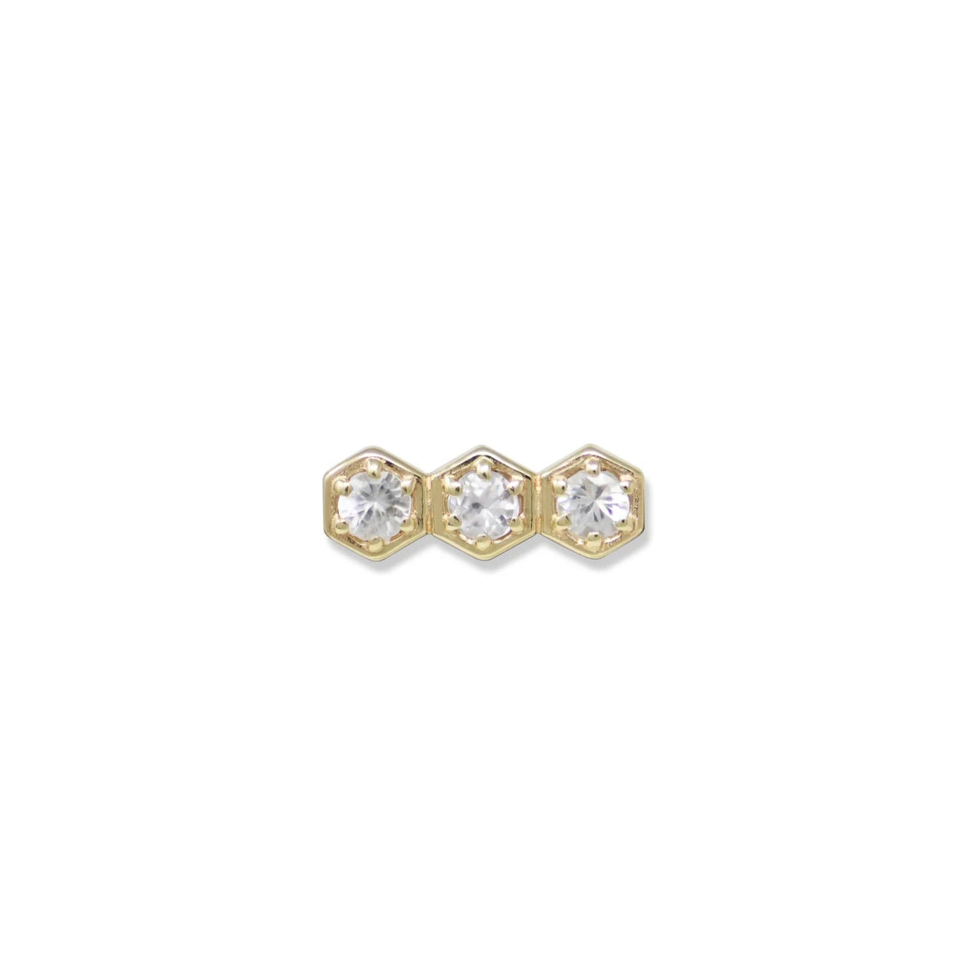 Anzie 14k yellow gold white topaz stud earring climber