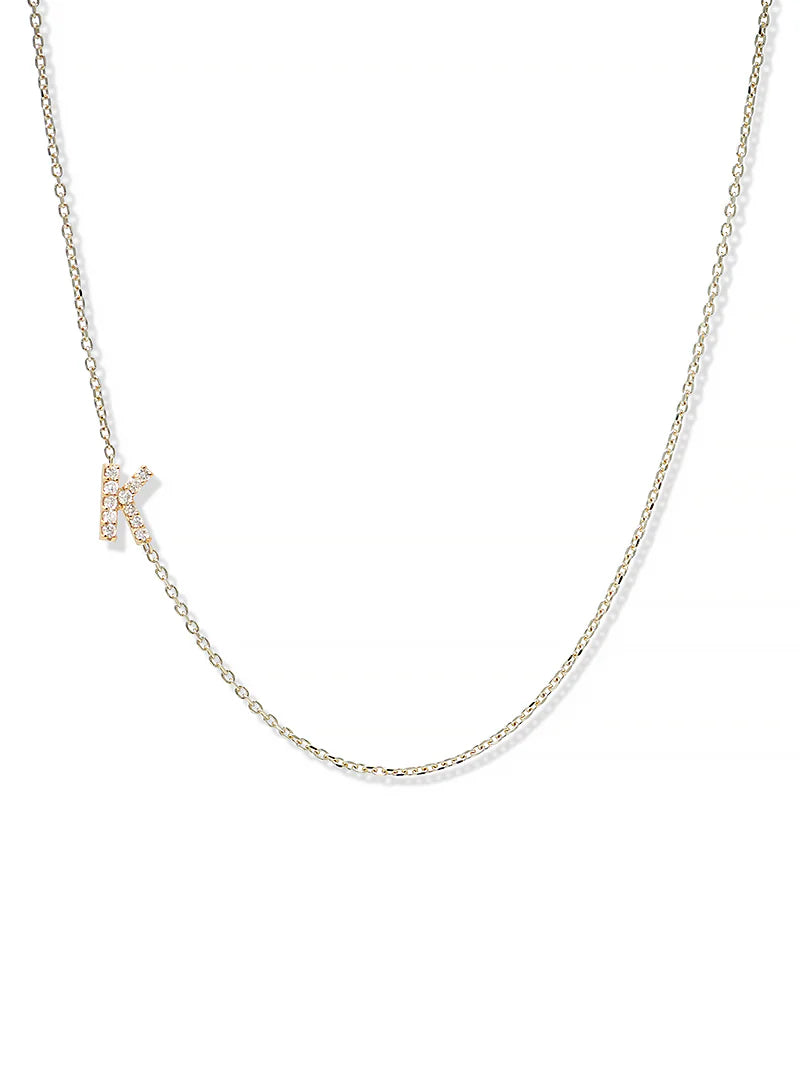 Anzie gold chain necklace with a diamond personalized initial K