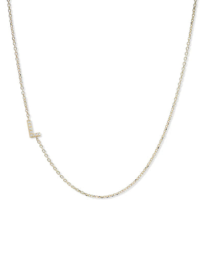 Anzie gold chain necklace with a diamond personalized initial L