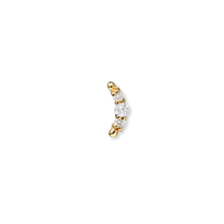Anzie 14k yellow gold white diamond Mel Soldera Croissant Stud Earring