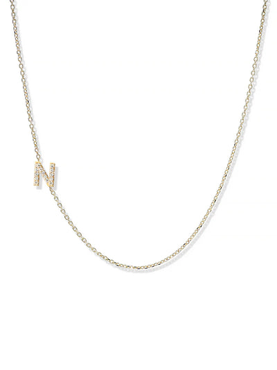 Anzie gold chain necklace with a diamond personalized initial N