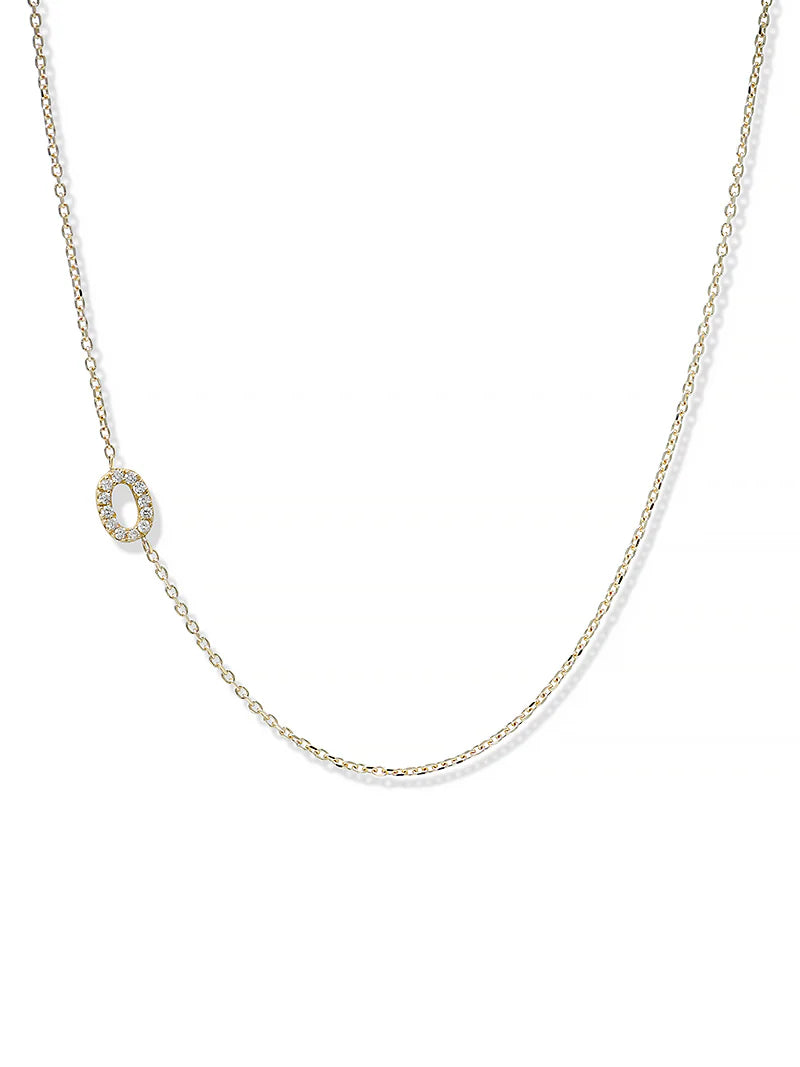 Anzie gold chain necklace with a diamond personalized initial O