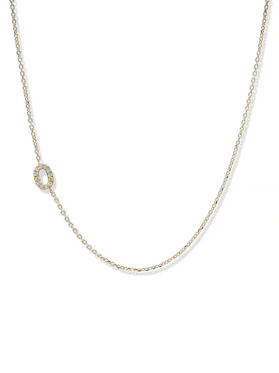 Anzie gold chain necklace with a diamond personalized initial O