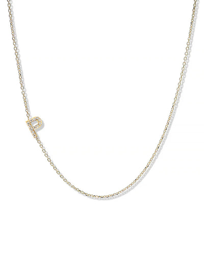 Anzie gold chain necklace with a diamond personalized initial P