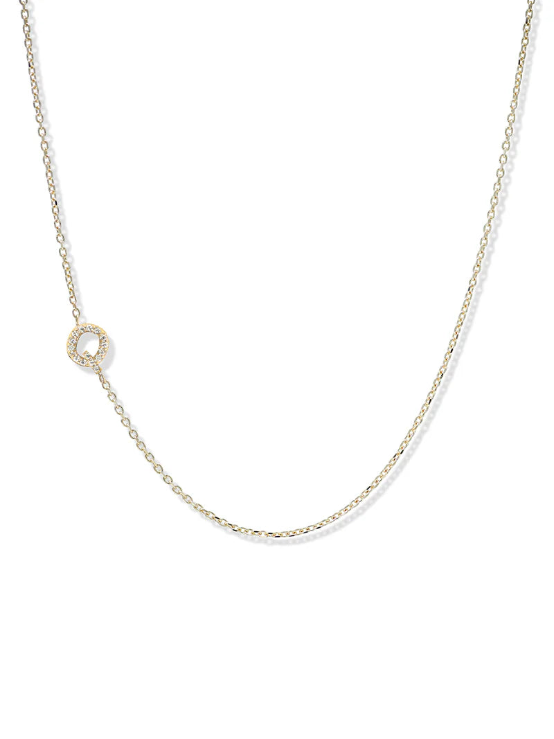 Anzie gold chain necklace with a diamond personalized initial Q